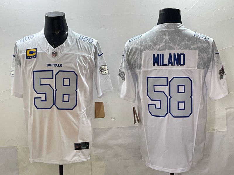 Men 2025 Buffalo Bills 58 Milano white 5th generation Throwback Nike Limited NFL Jersey style 001
